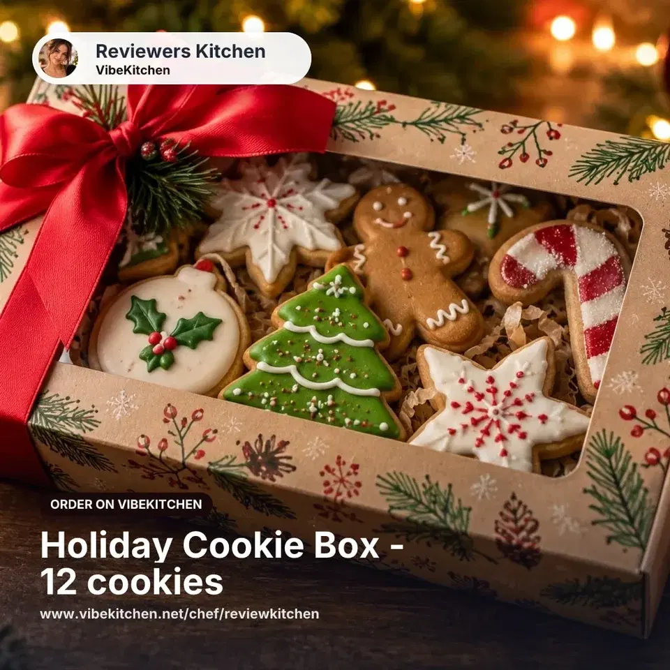 Sample Facebook Marketplace sales kit image for a holiday cookie box.